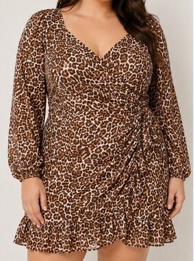 Lilly Pulitzer Lila My Favorite Spot Leopard Chocolate Wrap Style Mini Dress